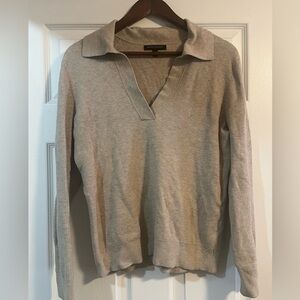 Banana Republic Tan V-Neck Collared Sweater